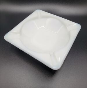 Westmoreland Milk Glass Hobnail Ashtray, Vintage 6.25" Square Cigar Cigarette